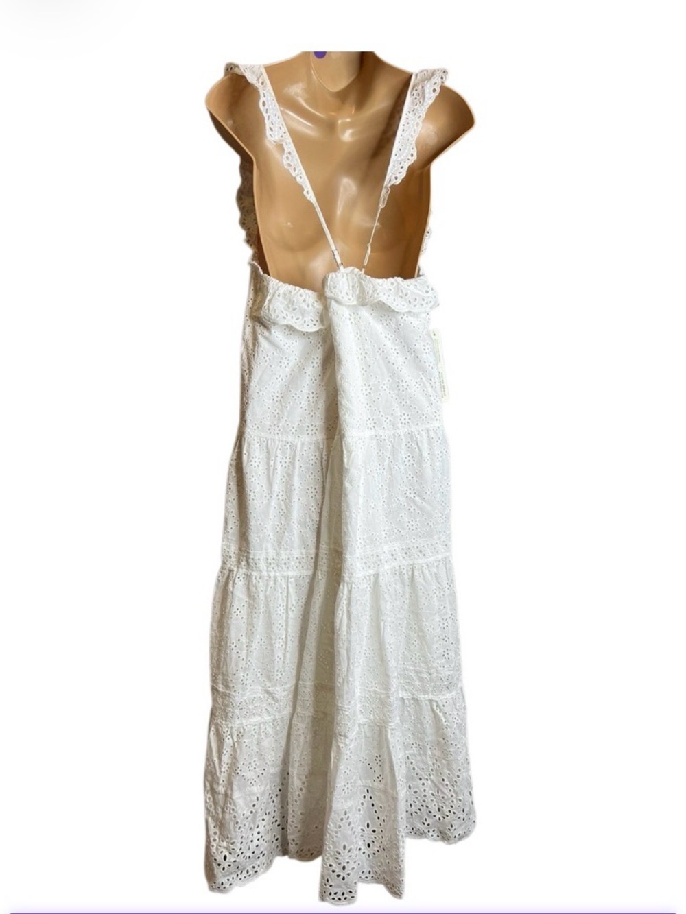 Current Air White crochet Eyelet Ruffle midi dress size S - Picture 3 of 12
